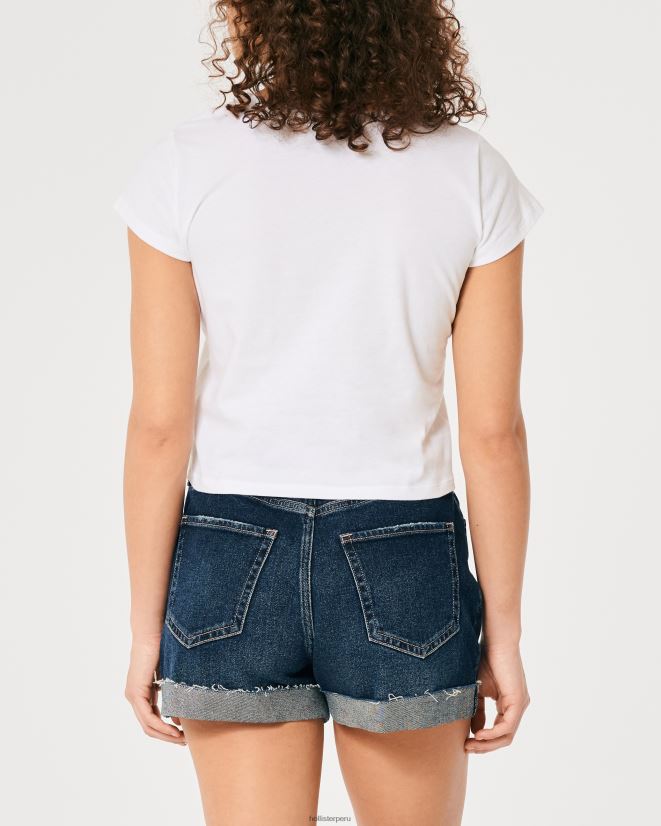 educación física Hollister camiseta para bebé Gráfico relajado de Palm Springs blanco y azul 086N62333 mujer tapas