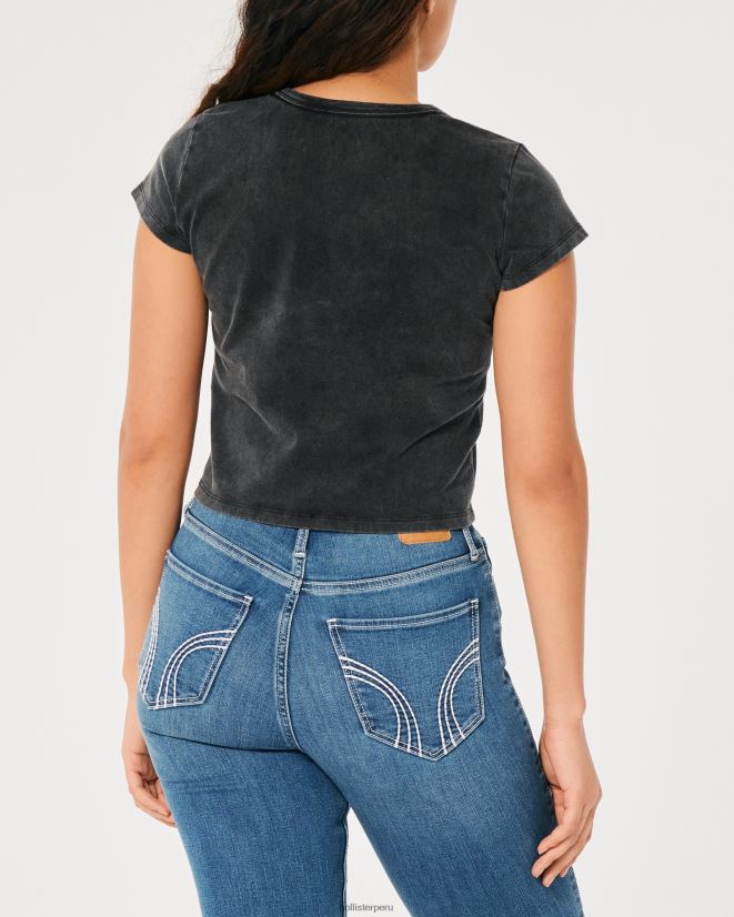 educación física Hollister camiseta para bebé Gráfico relajado del solsticio del amanecer negro lavado 086N62347 mujer tapas