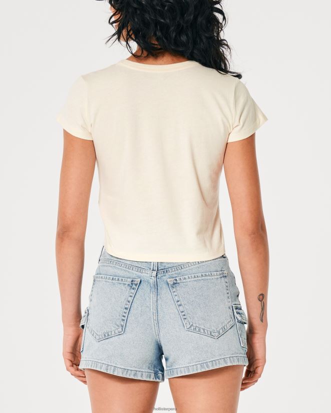 educación física Hollister camiseta para bebé con gráfico vintage relajado crema de la vendimia 086N62425 mujer tapas