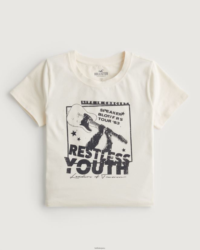 educación física Hollister camiseta para bebé gráfico de concierto crema 086N62144 mujer tapas