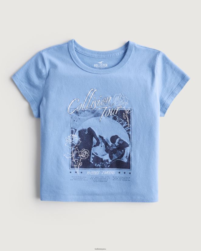 educación física Hollister camiseta para bebé gráfico de concierto relajado azul claro 086N62336 mujer tapas