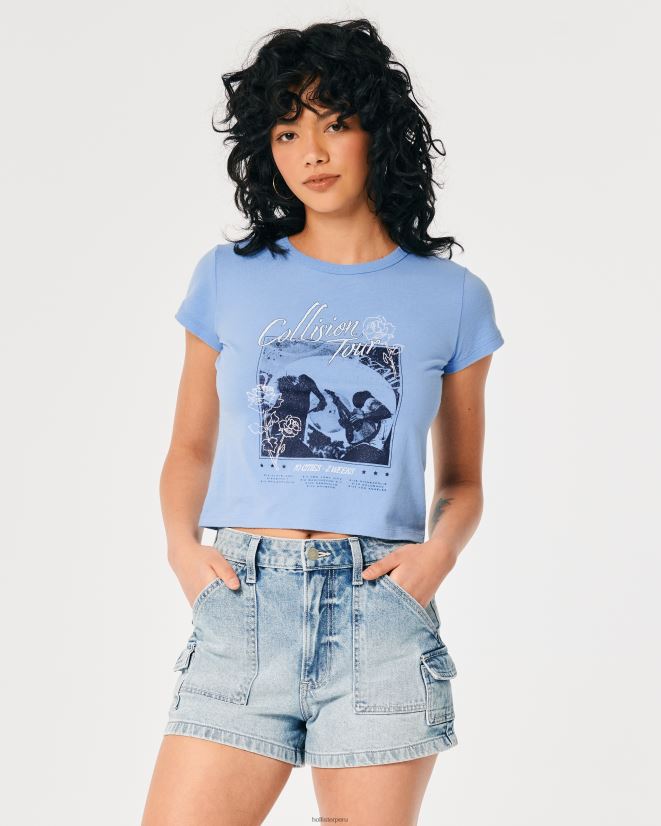 educación física Hollister camiseta para bebé gráfico de concierto relajado azul claro 086N62336 mujer tapas