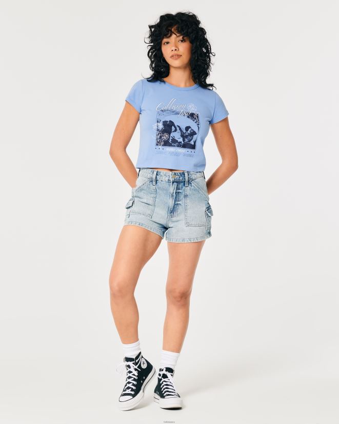 educación física Hollister camiseta para bebé gráfico de concierto relajado azul claro 086N62336 mujer tapas