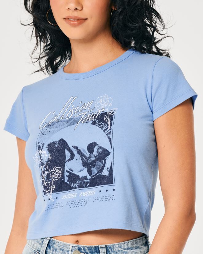 educación física Hollister camiseta para bebé gráfico de concierto relajado azul claro 086N62336 mujer tapas
