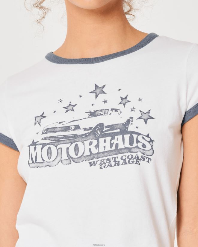 educación física Hollister camiseta para bebé gráfico motorhaus relajado blanco 086N62274 mujer tapas