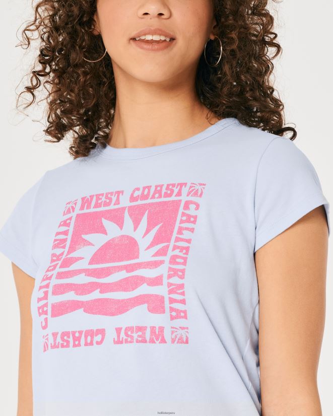 educación física Hollister camiseta para bebé gráfico relajado de california azul claro 086N62349 mujer tapas