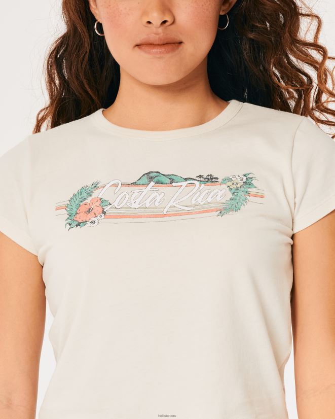 educación física Hollister camiseta para bebé gráfico relajado de costa rica crema 086N62359 mujer tapas