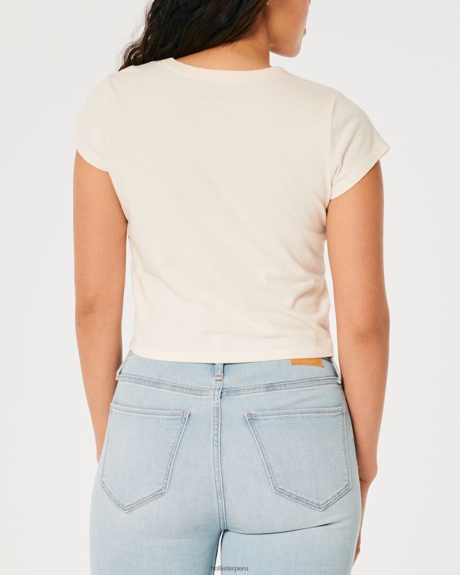 educación física Hollister camiseta para bebé gráfico relajado de la playa de waikiki hawaii crema y naranja 086N62147 mujer tapas