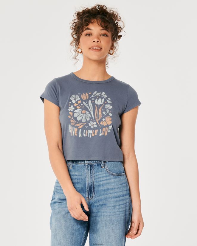 educación física Hollister camiseta para bebé relajado dar un poco de amor gráfico Armada 086N62318 mujer tapas