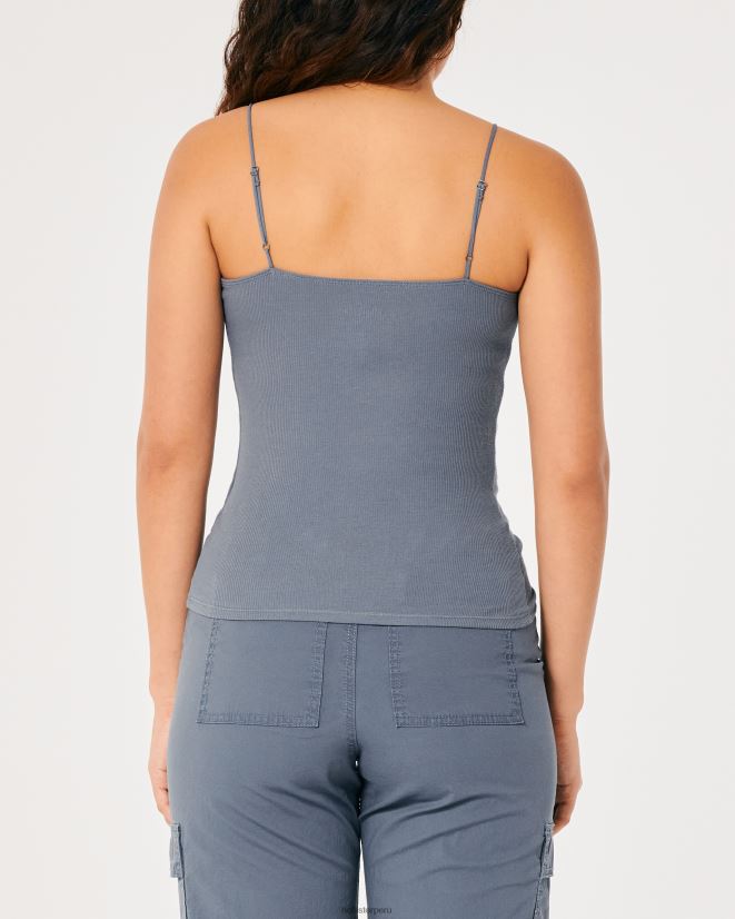 educación física Hollister camisola de canalé con ribete de encaje Armada 086N62332 mujer tapas