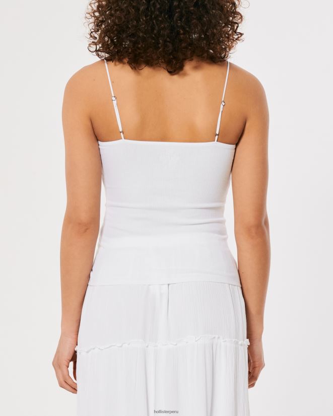 educación física Hollister camisola de canalé con ribete de encaje gris jaspeado claro 086N62407 mujer tapas