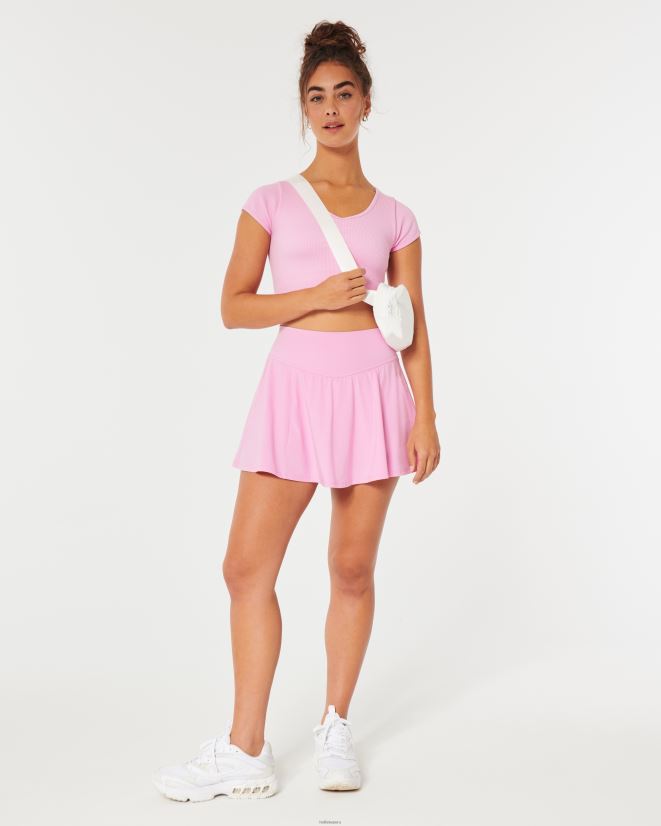 educación física Hollister top gilly hicks de canalé sin costuras con cincha en la parte delantera Rosa claro 086N62186 mujer tapas