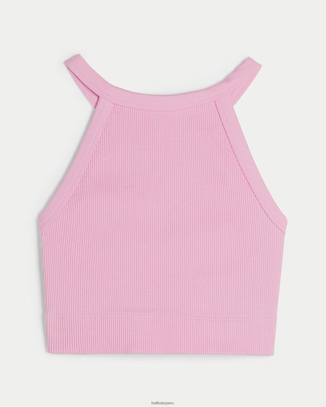 educación física Hollister Sujetador de cuello alto sin costuras de canalé Gilly Hicks Rosa claro 086N62187 mujer tapas