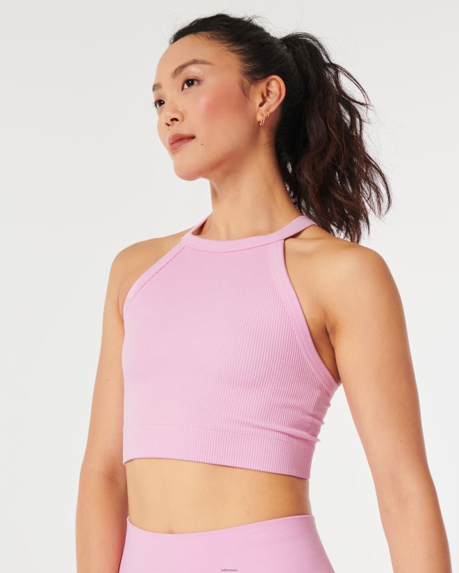 educación física Hollister Sujetador de cuello alto sin costuras de canalé Gilly Hicks Rosa claro 086N62187 mujer tapas