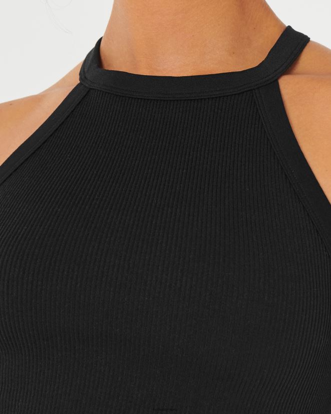 educación física Hollister Sujetador de cuello alto sin costuras de canalé Gilly Hicks negro 086N62247 mujer tapas