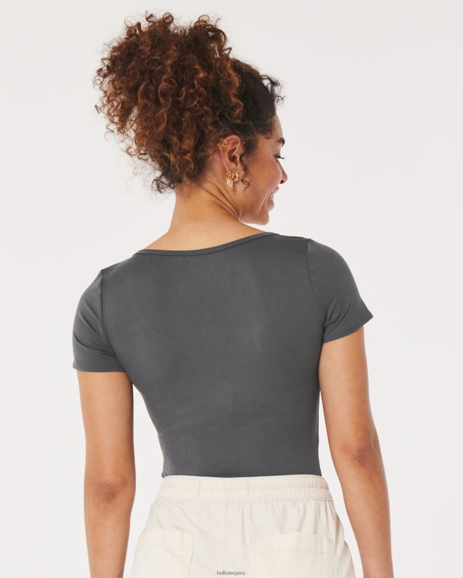 educación física Hollister body de tejido sin costuras gris oscuro 086N62225 mujer tapas