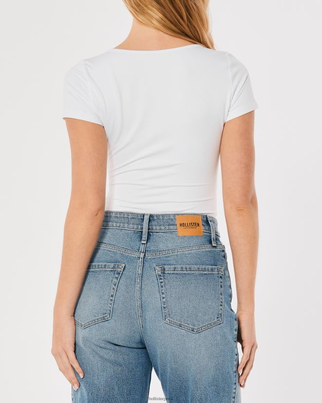 educación física Hollister body sin costuras con cuello tunecino blanco 086N62390 mujer tapas