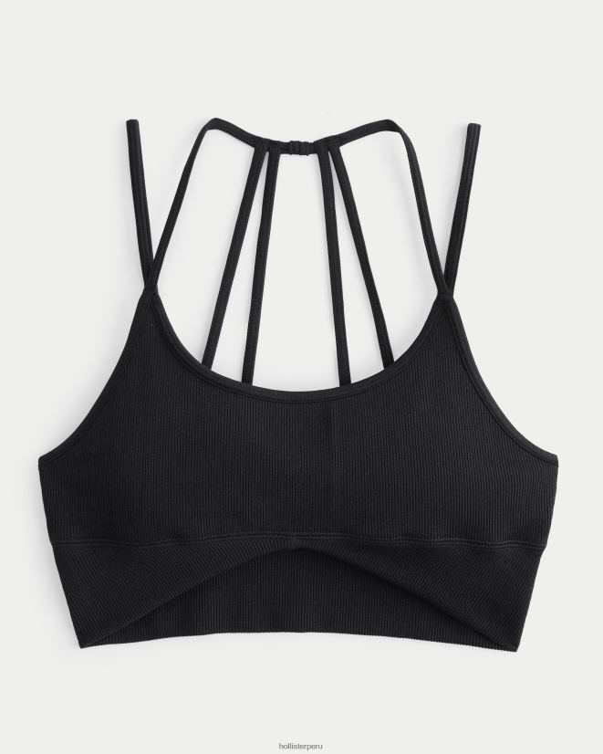 educación física Hollister bralette con escote redondo y tiras gilly hicks negro 086N62431 mujer tapas