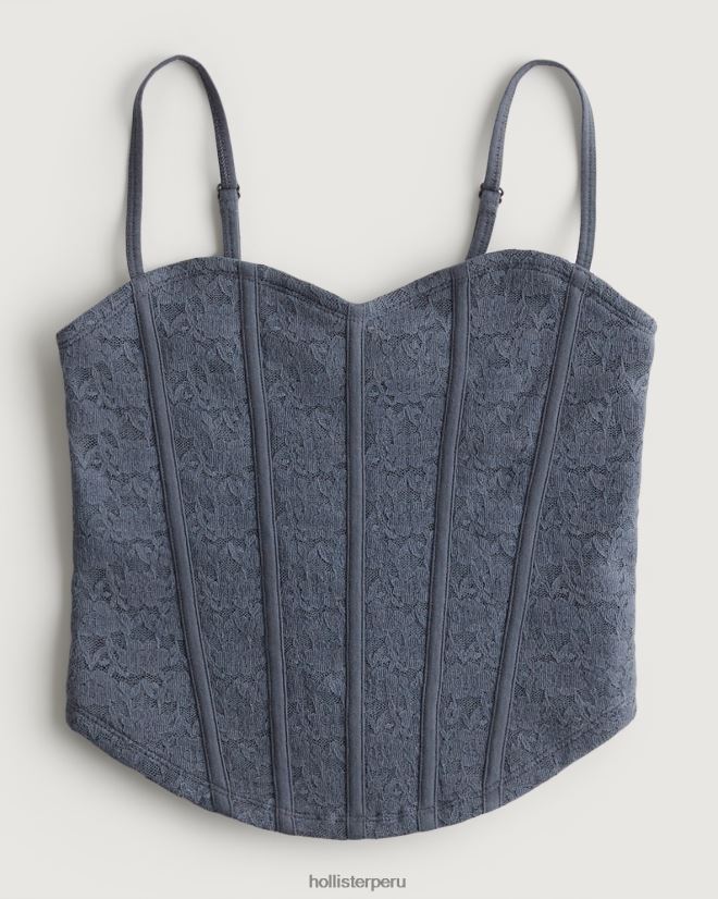 educación física Hollister camisola de encaje con escote corazón Armada 086N62263 mujer tapas