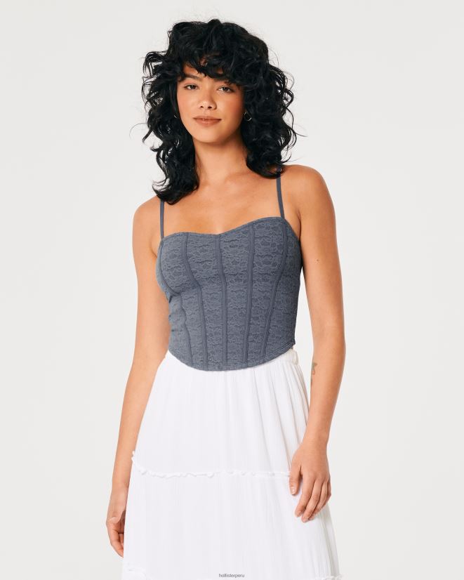 educación física Hollister camisola de encaje con escote corazón Armada 086N62263 mujer tapas