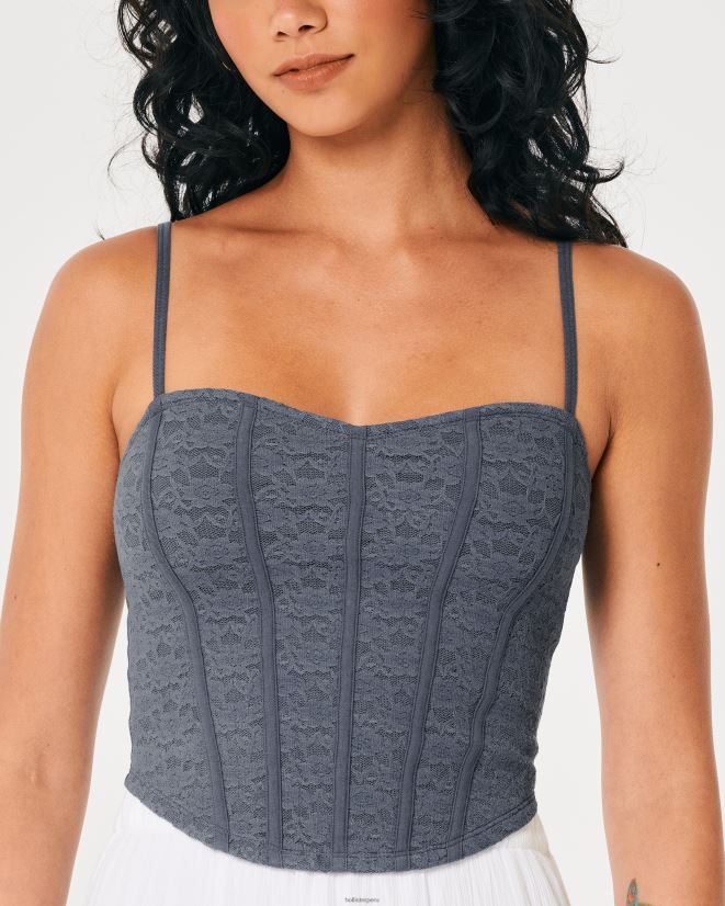 educación física Hollister camisola de encaje con escote corazón Armada 086N62263 mujer tapas