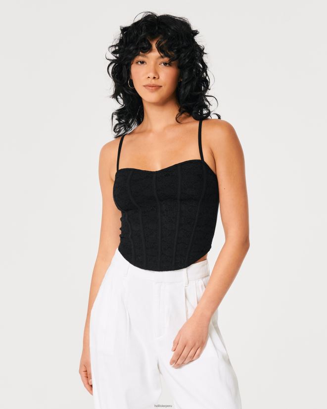 educación física Hollister camisola de encaje con escote corazón negro 086N62391 mujer tapas