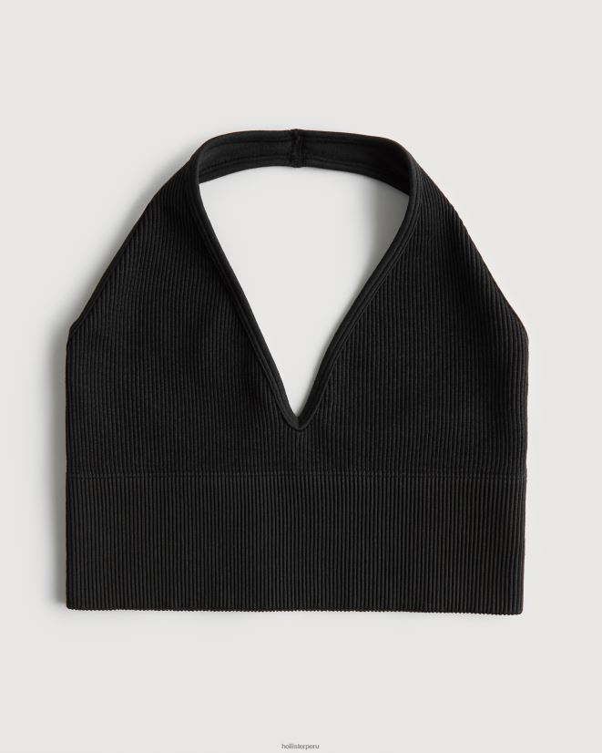 educación física Hollister sujetador sin costuras con escote halter gilly hicks active negro 086N62246 mujer tapas