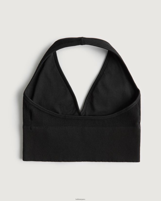 educación física Hollister sujetador sin costuras con escote halter gilly hicks active negro 086N62246 mujer tapas