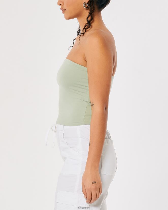 educación física Hollister top de tubo sin tirantes verde salvia 086N62421 mujer tapas