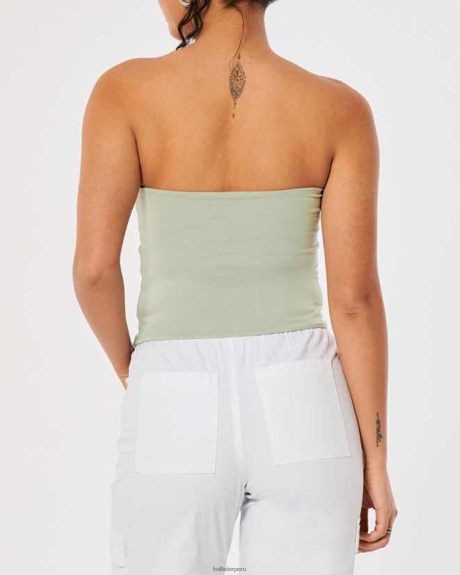 educación física Hollister top de tubo sin tirantes verde salvia 086N62421 mujer tapas