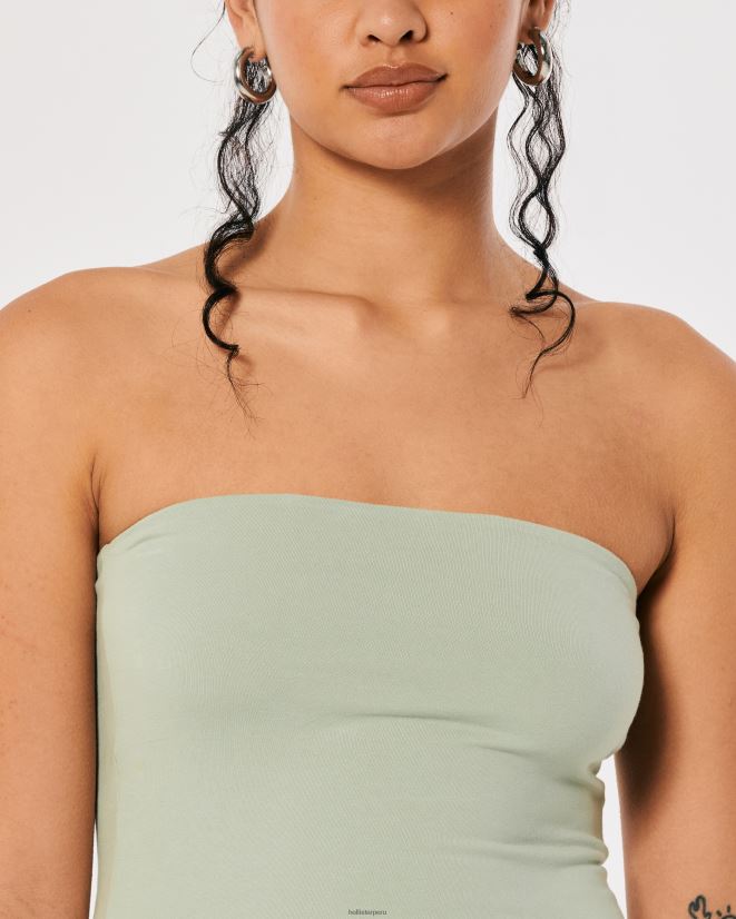 educación física Hollister top de tubo sin tirantes verde salvia 086N62421 mujer tapas