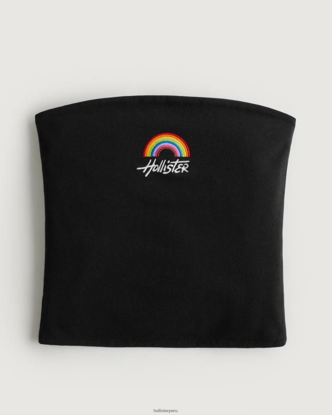 educación física Hollister top tubo con logo orgullo negro 086N62411 mujer tapas