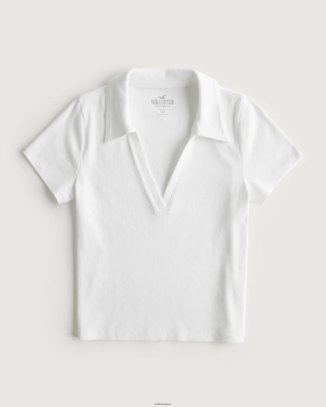 educación física Hollister polo acanalado blanco 086N62256 mujer tapas
