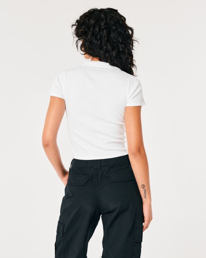 educación física Hollister polo acanalado blanco 086N62256 mujer tapas