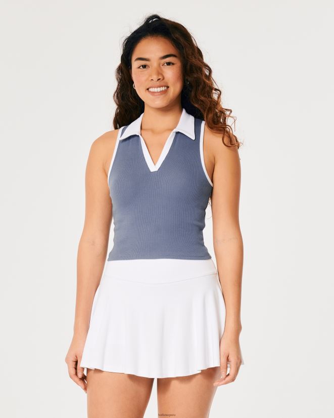 educación física Hollister polo de canalé sin mangas azul 086N62393 mujer tapas