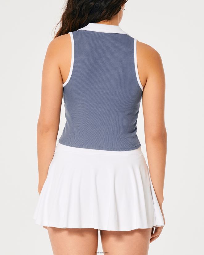 educación física Hollister polo de canalé sin mangas azul 086N62393 mujer tapas