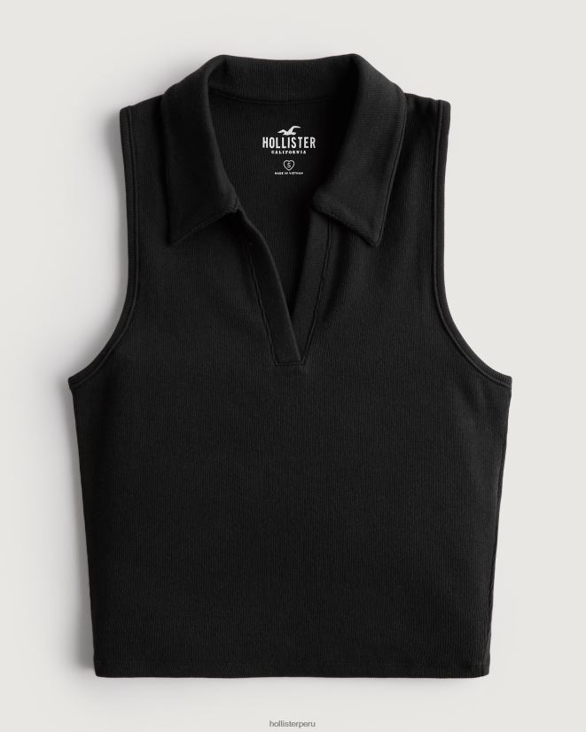 educación física Hollister polo de canalé sin mangas negro 086N62422 mujer tapas