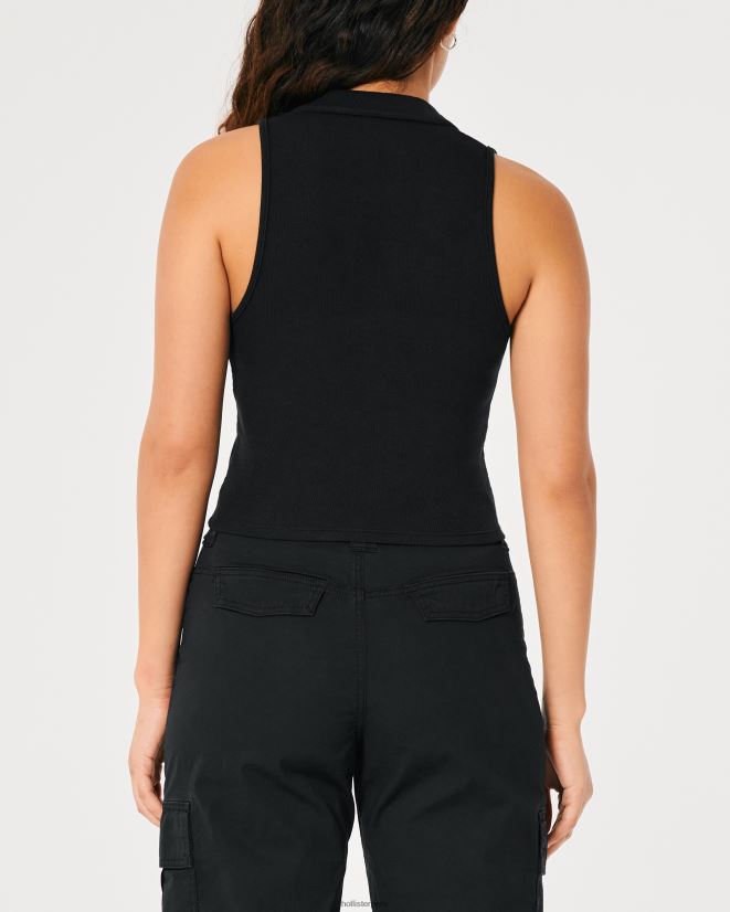 educación física Hollister polo de canalé sin mangas negro 086N62422 mujer tapas
