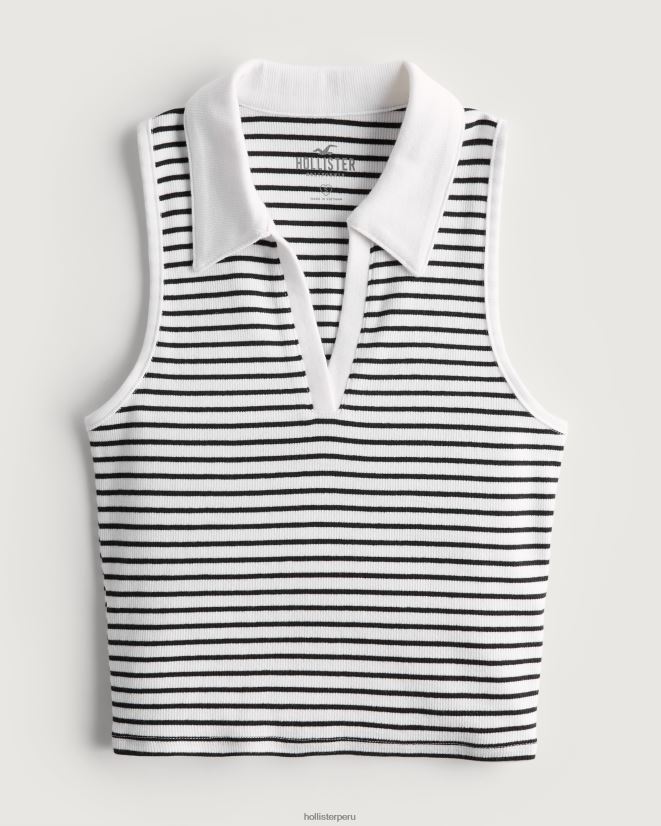 educación física Hollister polo de canalé sin mangas raya blanca 086N62400 mujer tapas