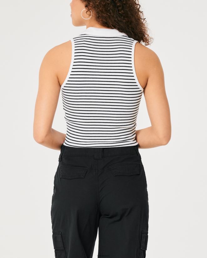 educación física Hollister polo de canalé sin mangas raya blanca 086N62400 mujer tapas