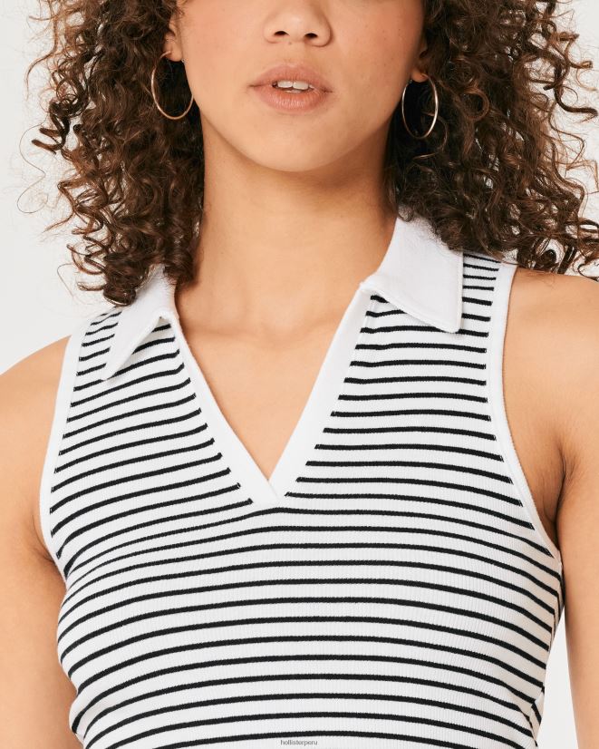 educación física Hollister polo de canalé sin mangas raya blanca 086N62400 mujer tapas