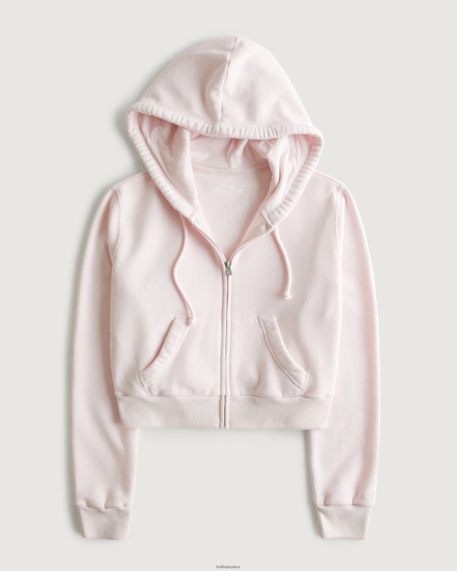 educación física Hollister Feel Good mini sudadera con cremallera completa Rosa claro 086N62109 mujer tapas