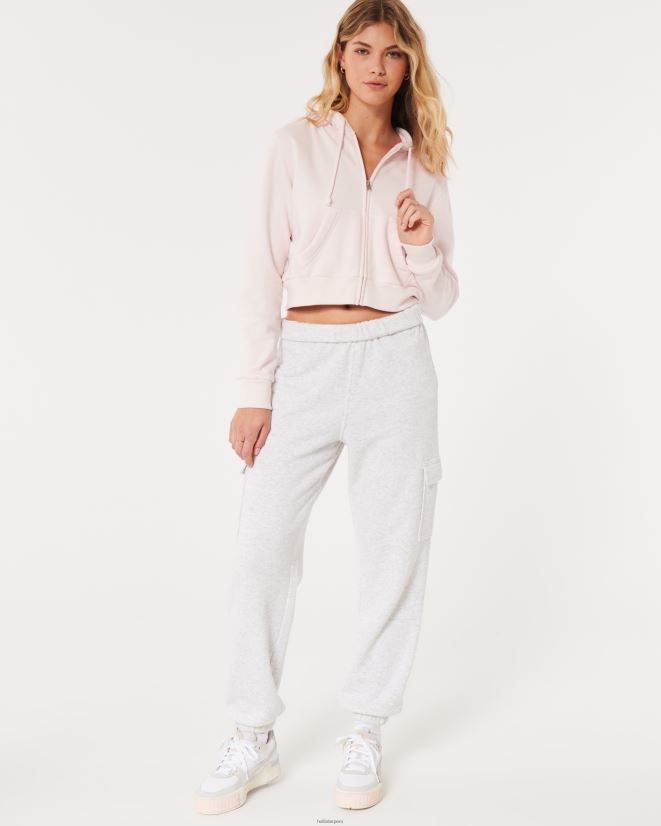 educación física Hollister Feel Good mini sudadera con cremallera completa Rosa claro 086N62109 mujer tapas