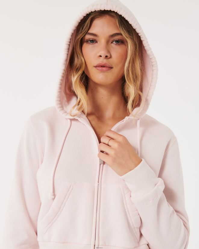 educación física Hollister Feel Good mini sudadera con cremallera completa Rosa claro 086N62109 mujer tapas