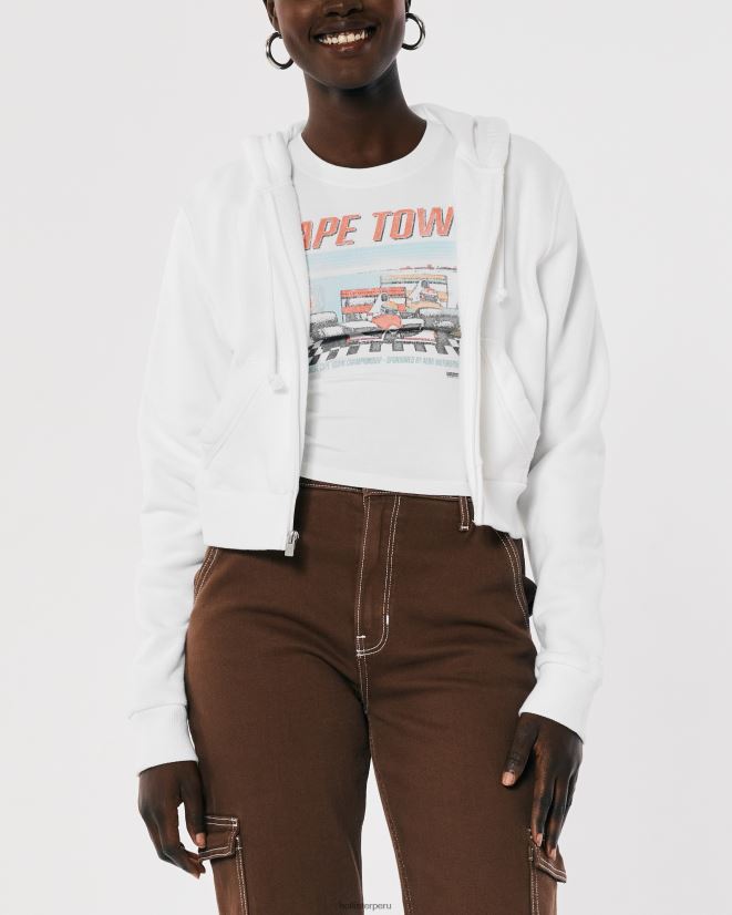 educación física Hollister Feel Good mini sudadera con cremallera completa blanco 086N62239 mujer tapas