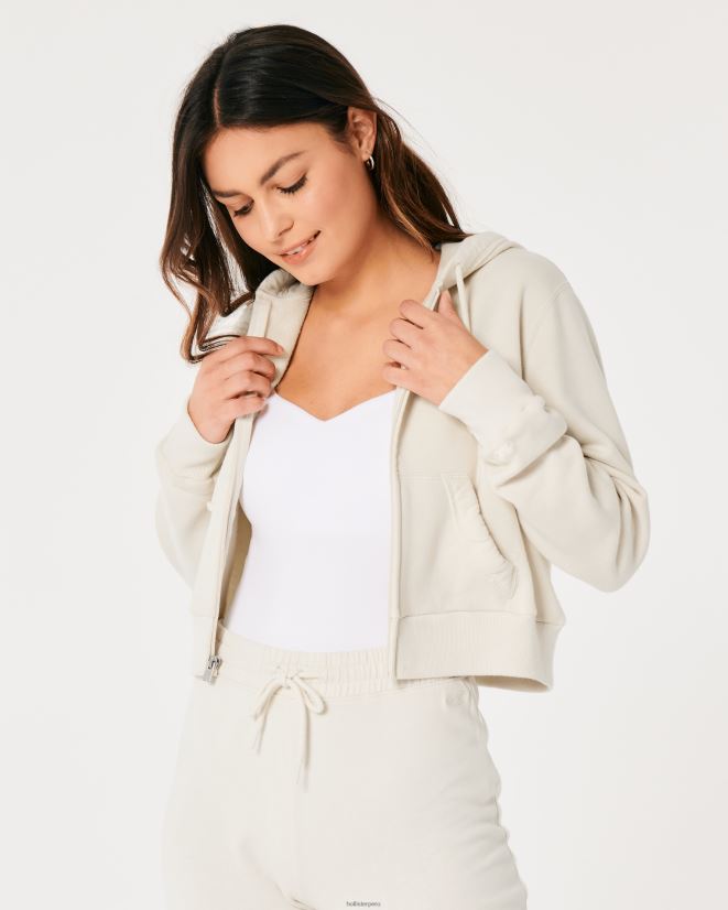 educación física Hollister Feel Good mini sudadera con cremallera completa crema 086N62168 mujer tapas
