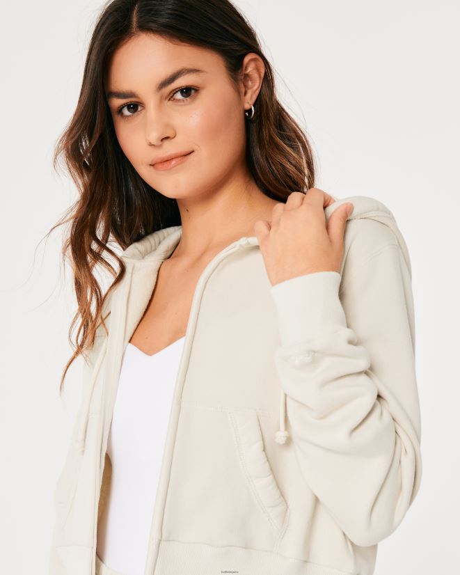 educación física Hollister Feel Good mini sudadera con cremallera completa crema 086N62168 mujer tapas