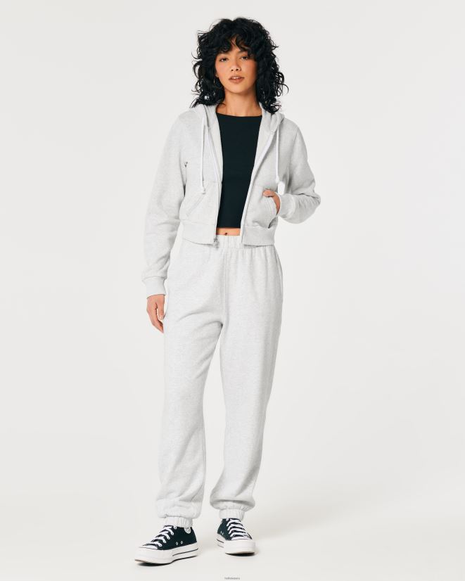 educación física Hollister Feel Good mini sudadera con cremallera completa gris jaspeado claro 086N6290 mujer tapas