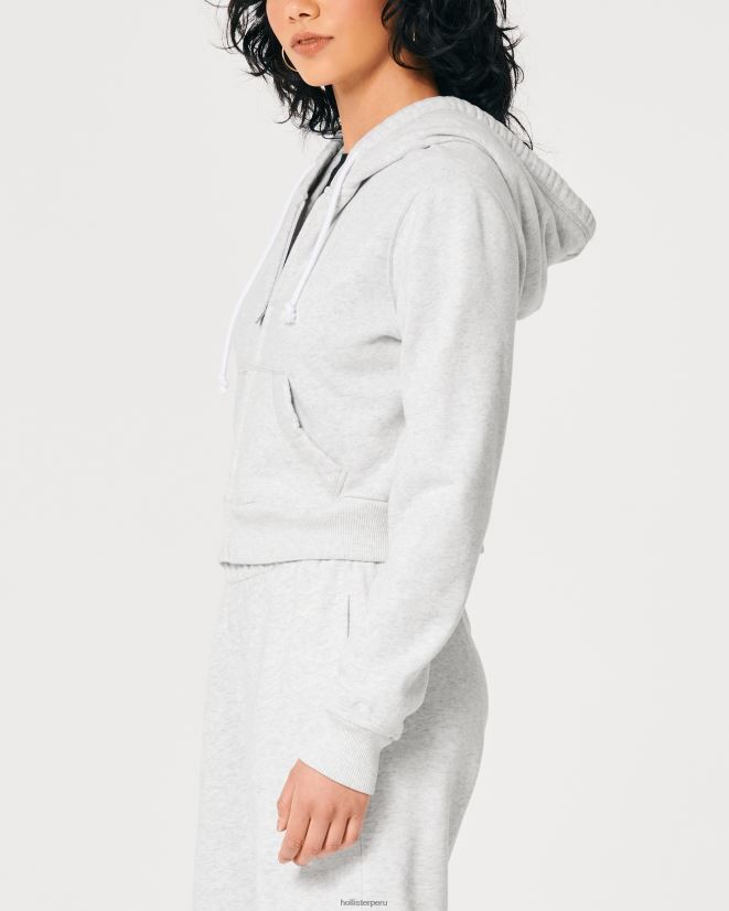 educación física Hollister Feel Good mini sudadera con cremallera completa gris jaspeado claro 086N6290 mujer tapas