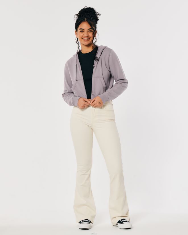 educación física Hollister Feel Good mini sudadera con cremallera completa gris púrpura 086N62233 mujer tapas